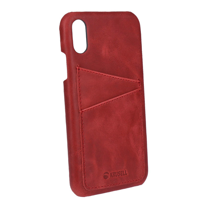 Krusell Back Cover Schutzhülle für Apple iPhone Xr aus Echtleder in Vintage Rot
