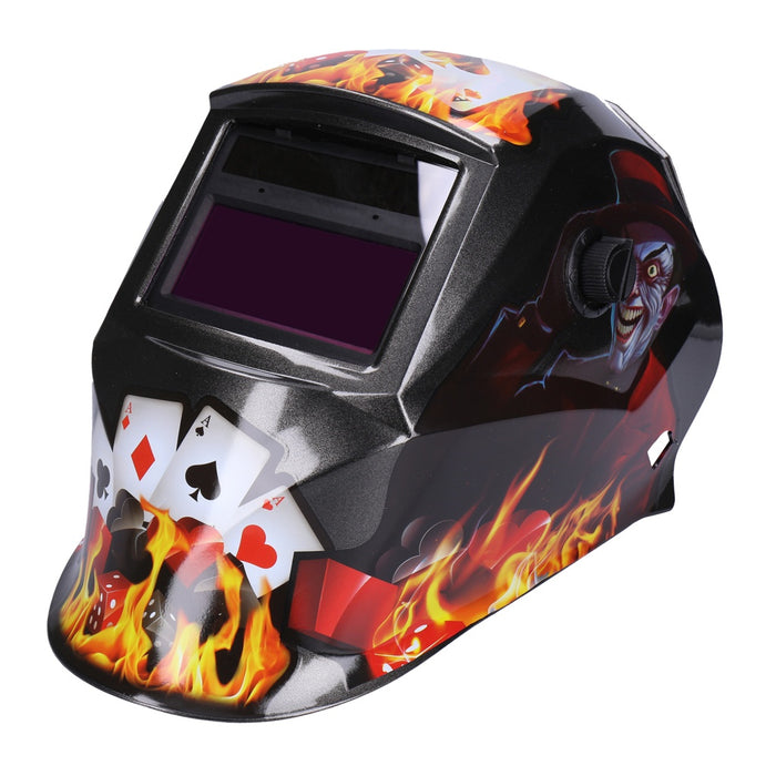 TP Automatik Solar Schweißhelm mit UV-Schutz, auto Verdunkelung, Feuerhemmend, schnelle Schaltzeiten- Pokerface (1640-A)