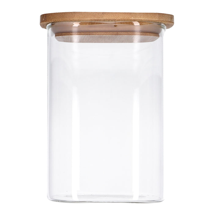 TP Vorratsglas mit Bambusdeckel, Glas Behälter für Lebensmittel, luftdicht, spülmaschinenfest - eckig 1200ml