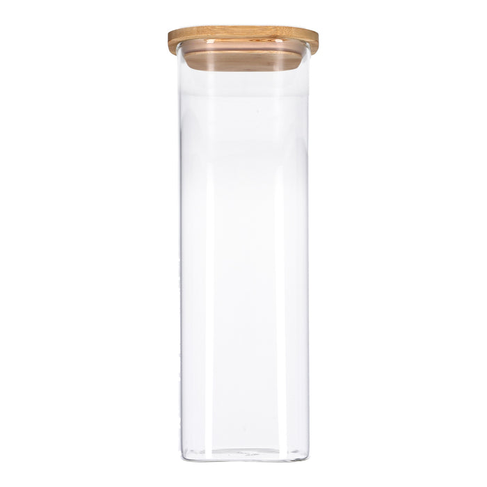 TP Vorratsglas mit Bambusdeckel, Glas Behälter für Lebensmittel, luftdicht, spülmaschinenfest - eckig 2500ml