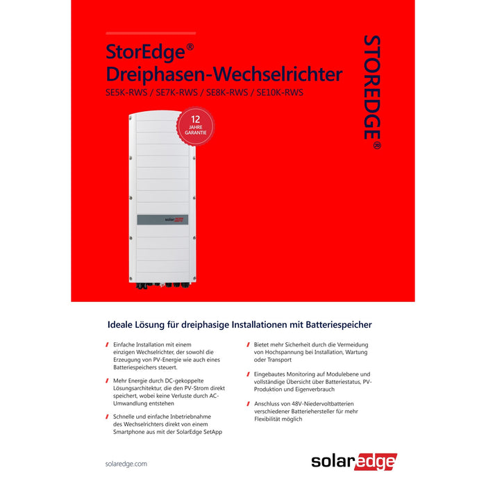 Solaredge Wechselrichter 5,0kW 3-phasig SE5K-RWS48BEN4 - 0 % MwSt. (gem. § 12 Abs. 3 UStG)