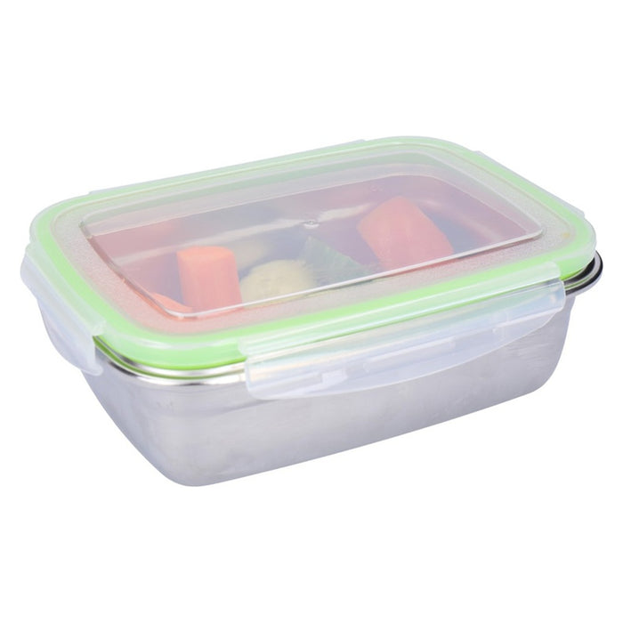 TP 2er Set Frischhaltedosen, Lunchbox aus 18/10 Edelstahl luftdicht mit Klick- Deckel 850 + 1800ml