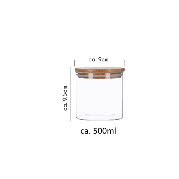 TP Vorratsgläser 4er Set mit Bambus Deckel, luftdichte Behälter inkl. Etiketten, 4 x 500 ml