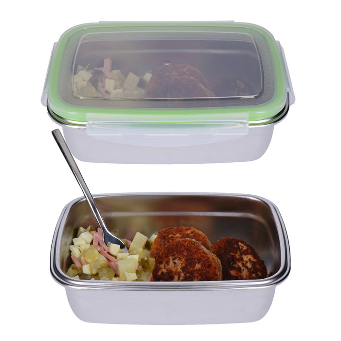 TP Frischhaltedose aus Edelstahl 18/10 mit passend Deckel, Lunchbox, Frühstücksdose (luftdicht) 850 ml