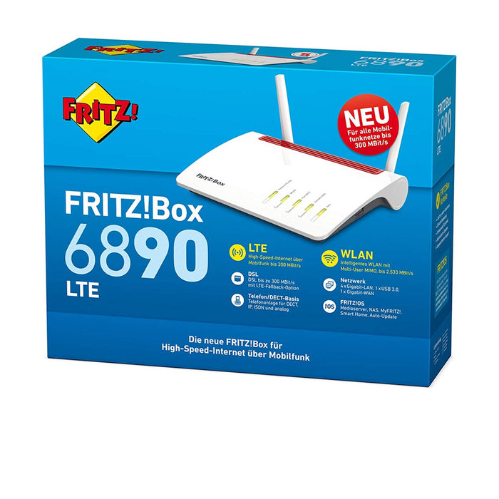 AVM FRITZ!Box 6890 (LTE- oder DSL-Modem, bis 300  MBit/s, WLAN AC+N bis 1.733 (5 GHz) und 800 MBit/s