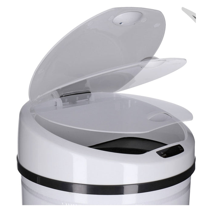 TP Sensor Mülleimer aus Edelstahl, Abfallbehälter für Küche, automatischer Deckel, rund, in weiß 50 Liter