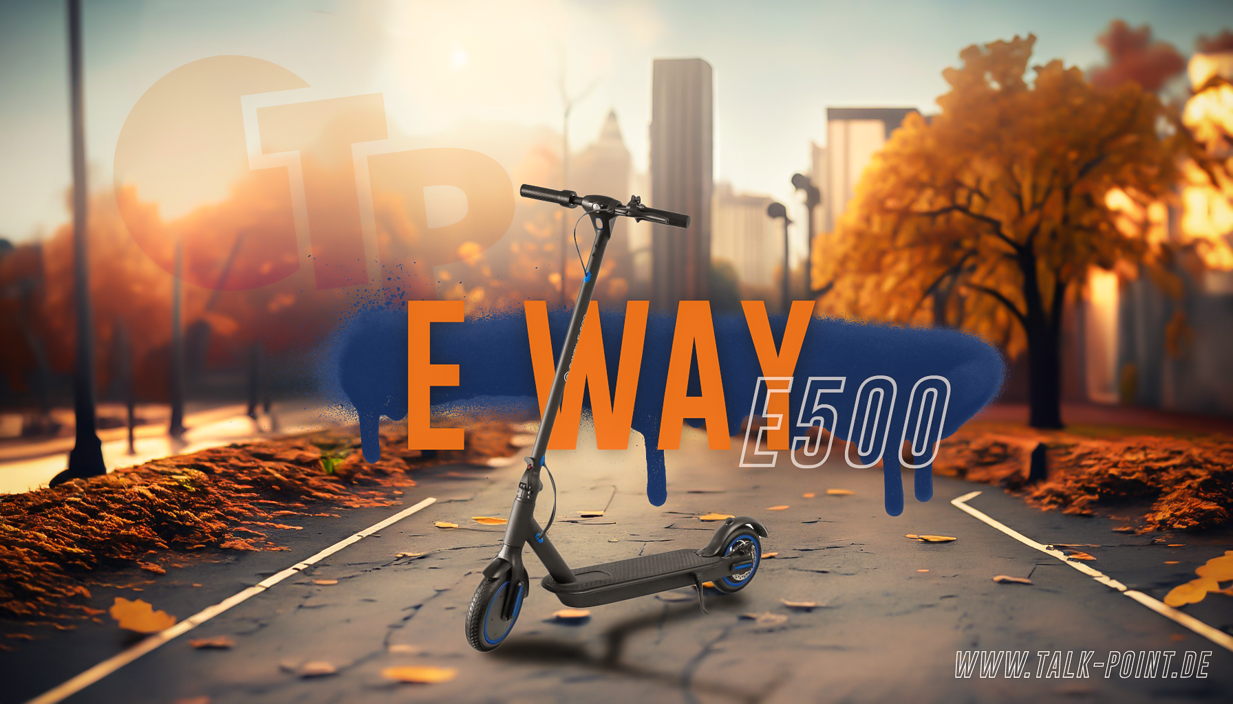 E-Way E-500 E-Scooter in schwarz-blau Actionbanner