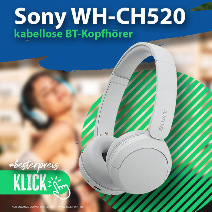 Sony WH-CH520 Bluetooth On-Ear Kopfhörer Weiß | Talk-Point