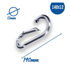 Karabinerhaken 12 x 140 mm Stahl verzinkt DIN5299 C-Form (Birne) rostfrei Schnapphaken bis 450Kg