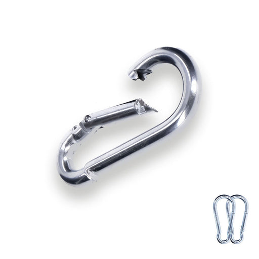 Produktbild Stahlkette - 2x Karabinerhaken 140x12 mm Stahl verzinkt DIN5299 C-Form (Birne) rostfrei Schnapphaken bis 450Kg