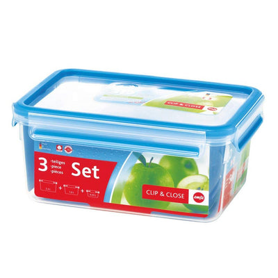 Emsa CLIP CLOSE Frischhaltedosen-Set 3er 0,55/1,0/2,3 Liter