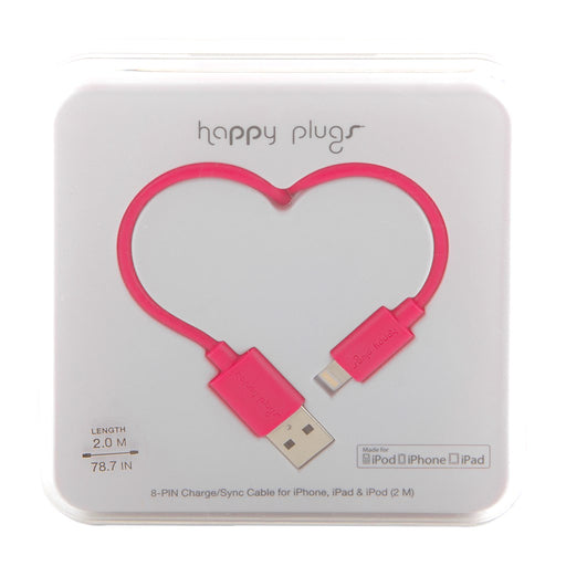 Produktbild USB-Kabel - Happy Plugs iPhone USB Ladekabel in kirschrot für Apple Geräte iPhone, iPad, iPod