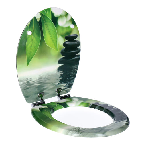 Produktbild WC-Sitz - TP WC-Sitz mit Absenk-Automatik, Motiv, Soft-Close Holz-Kern, ovale O-Form, EU-Größe, bis 120 kg Green Stone