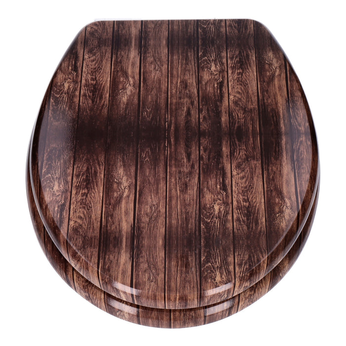 TP WC-Sitz mit Absenk-Automatik, Motiv, Soft-Close Holz-Kern, ovale O-Form, EU-Größe, bis 120 kg Dark Wood
