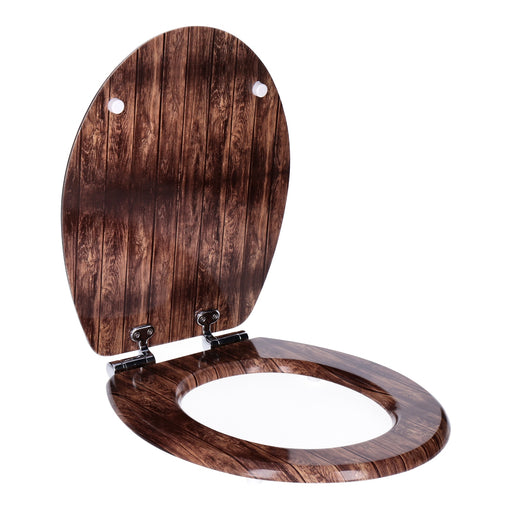 Produktbild WC-Sitz - TP WC-Sitz mit Absenk-Automatik, Motiv, Soft-Close Holz-Kern, ovale O-Form, EU-Größe, bis 120 kg Dark Wood