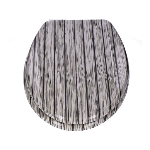 Produktbild WC-Sitz - TP WC-Sitz mit Absenk-Automatik, Motiv, Soft-Close Holz-Kern, ovale O-Form, EU-Größe, bis 120 kg Grey Wood