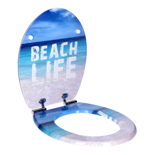 Produktbild WC-Sitz - TP WC-Sitz mit Absenk-Automatik, Motiv, Soft-Close Holz-Kern, ovale O-Form, EU-Größe, bis 120 kg beachlife