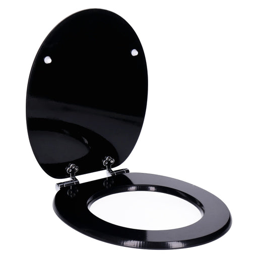 Produktbild WC-Sitz - TP WC-Sitz mit Absenk-Automatik, Motiv, Soft-Close Holz-Kern, ovale O-Form, EU-Größe, bis 120 kg black