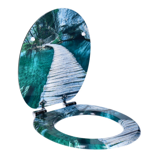 Produktbild WC-Sitz - TP WC-Sitz mit Absenk-Automatik, Motiv, Soft-Close Holz-Kern, ovale O-Form, EU-Größe, bis 120 kg Lagoon