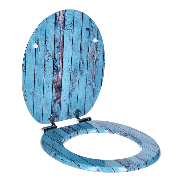 TP WC-Sitz mit Absenk-Automatik, Motiv, Soft-Close Holz-Kern, ovale O-Form, EU-Größe, bis 120 kg Blue Wood