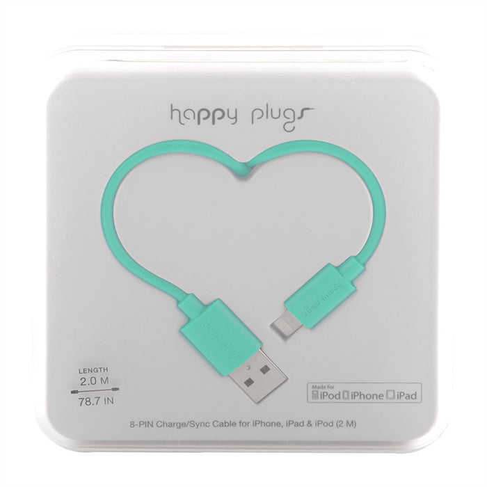 Happy Plugs iPhone Ladekabel in türkis für Apple Geräte iPhone, iPad, iPod