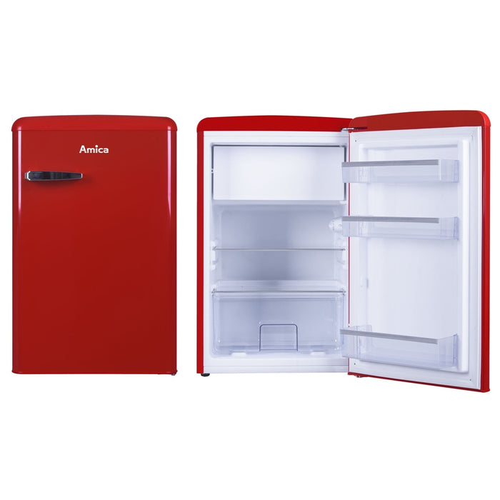 Amica KS 15610 R Kühlschrank mit Gefrierfach im Retrodesign rot