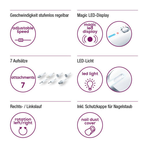 Produktbild Maniküre-Pediküre-Set - Beurer MP 42 Maniküre/Pediküre Set für gepflegte  Hände und Füße, 7 hochwertige Aufsätze