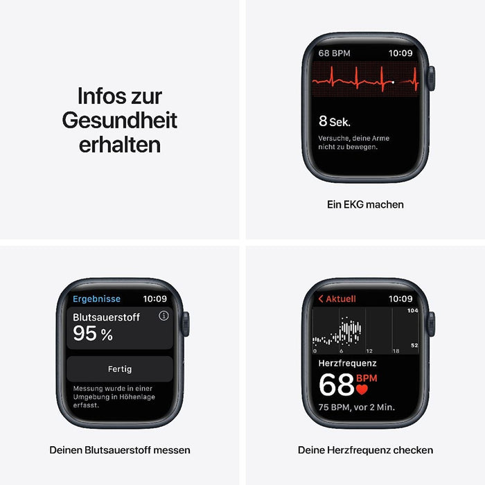 Apple Watch Series 7 45mm GPS Mitternacht Aluminumgehäuse mit Sportarmband Mitternacht