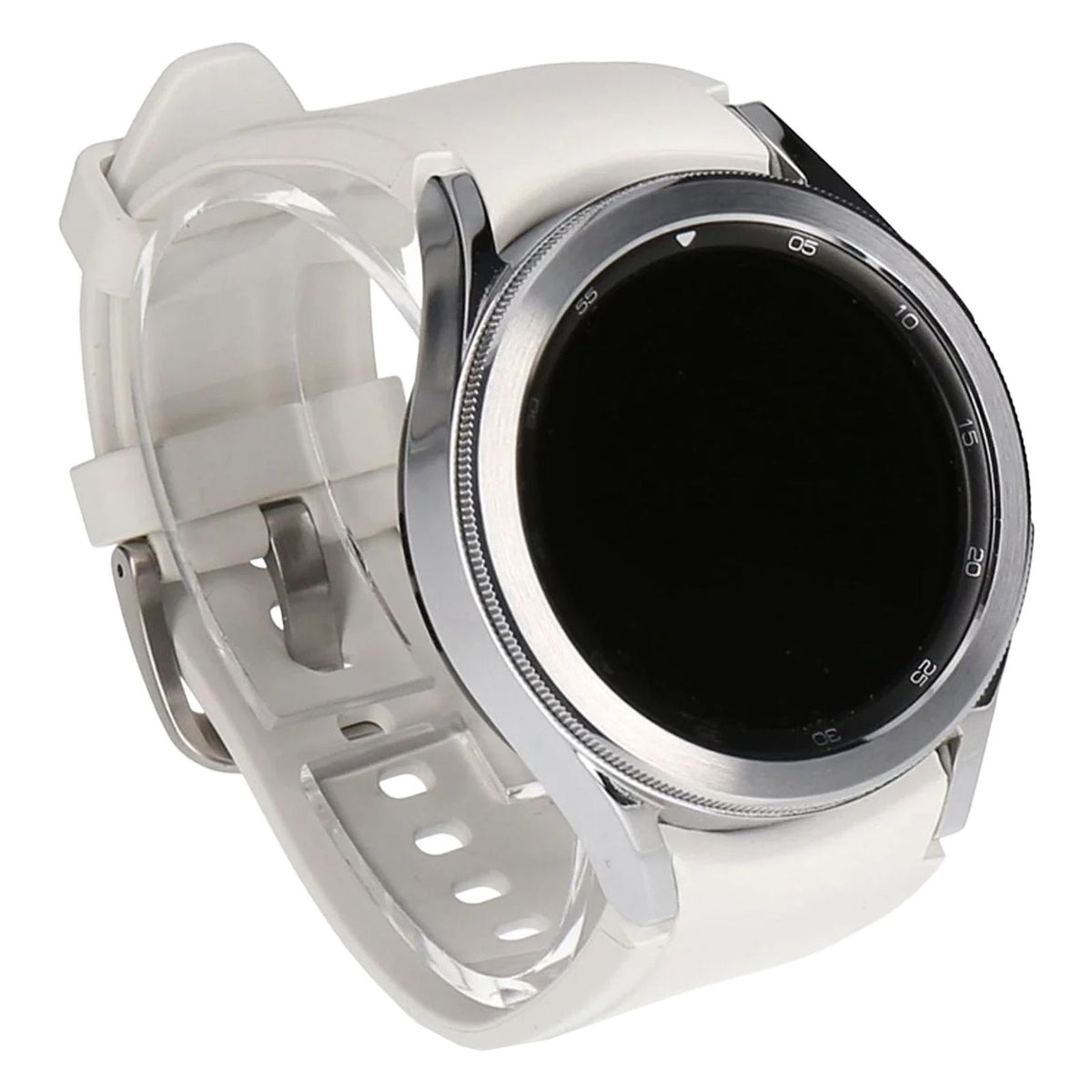 Produktbild Smartwatch - Samsung Galaxy Watch4 Classic 42mm Silber mit Silikonarmband Weiß
