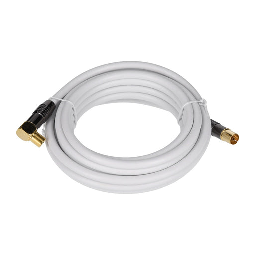 Produktbild SAT-Kabel - TP Antennenkabel, DVB TV Kabel mit Koax Stecker  90° gewinkelt, in Weiß,  5m