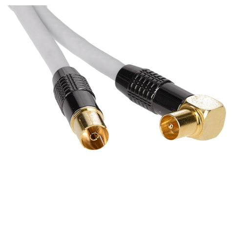 Produktbild SAT-Kabel - TP Antennenkabel, DVB TV Kabel mit Koax Stecker  90° gewinkelt, in Weiß,  5m