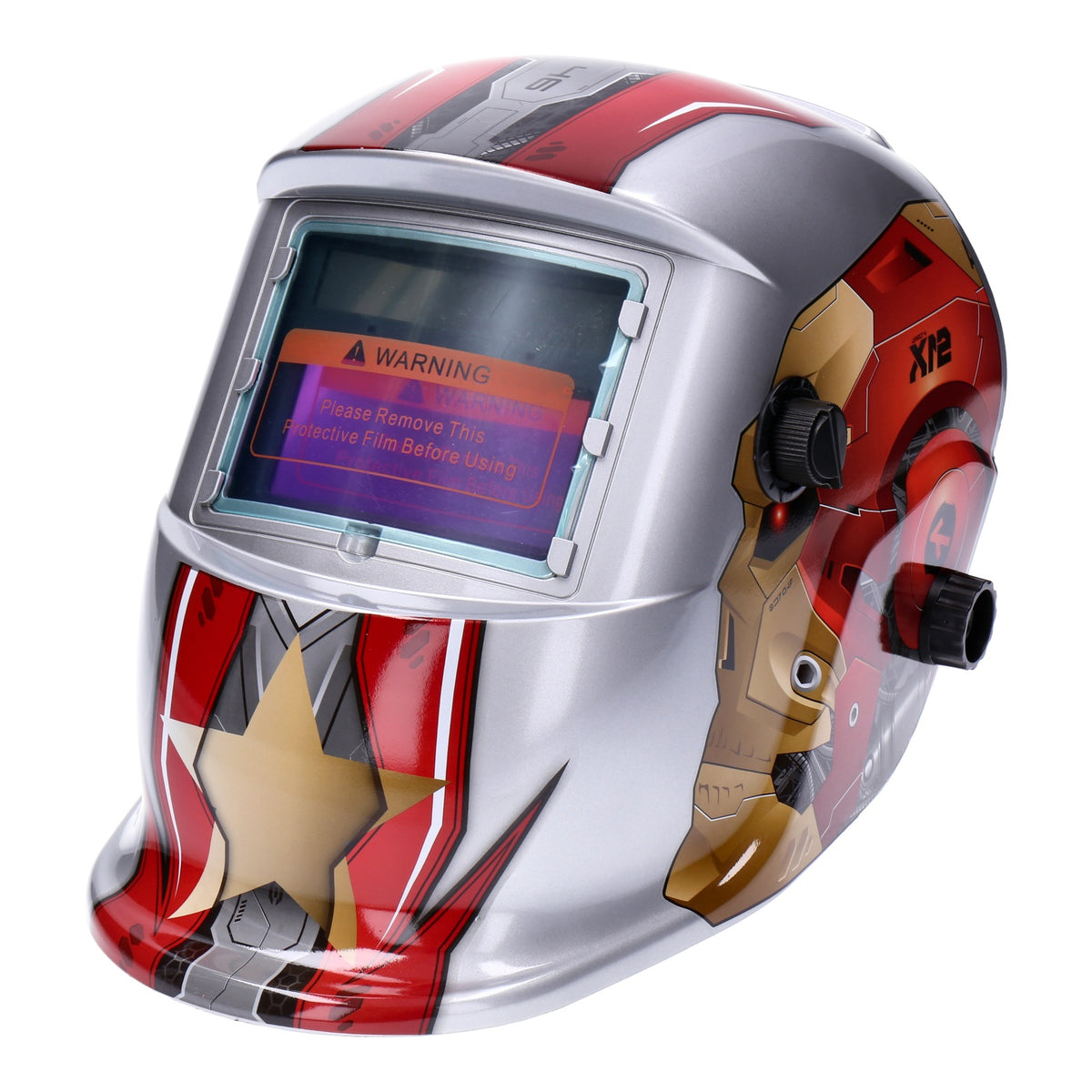 Produktbild Schweißhelm - TP Automatik Solar Schweißhelm mit UV-Schutz, auto Verdunkelung, Feuerhemmend, schnelle Schaltzeiten- Iron Man