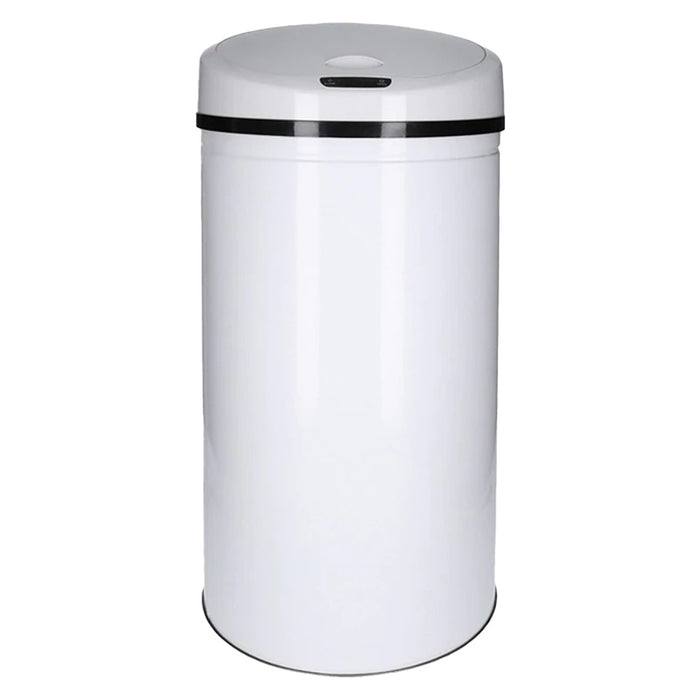 TP Sensor Mülleimer aus Edelstahl, Abfallbehälter für Küche, automatischer Deckel, rund, in weiß 40 Liter
