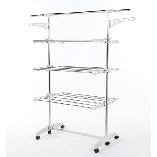 Produktbild Turmwäscheständer - TP Wäscheständer hoch, mobiler Turmtrockner, Teleskop Kleiderständer, klappbar & platzsparend 3 Ebenen