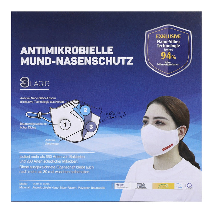 2x Mundschutz Nanosilber Atemschutzmaske waschbar  weiß