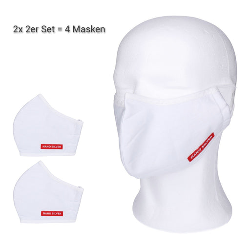 Produktbild Atemschutzmasken - 4x Mundschutz Nanosilber Atemschutzmaske waschbar  weiß