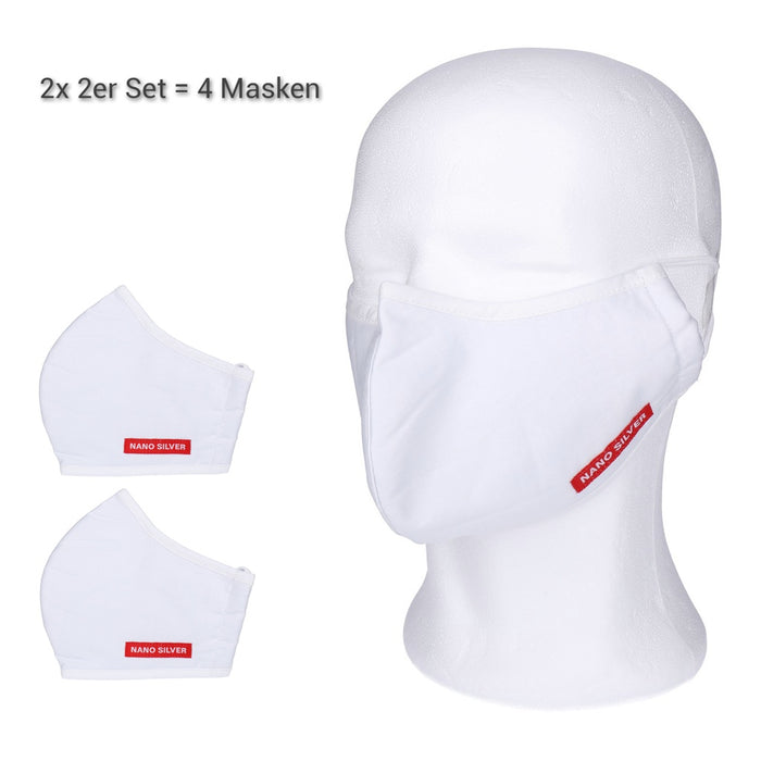 4x Mundschutz Nanosilber Atemschutzmaske waschbar  weiß