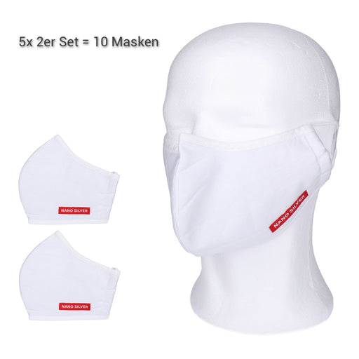 Produktbild Atemschutzmasken - 10 Mundschutz Nanosilber Atemschutzmaske waschbar  weiß