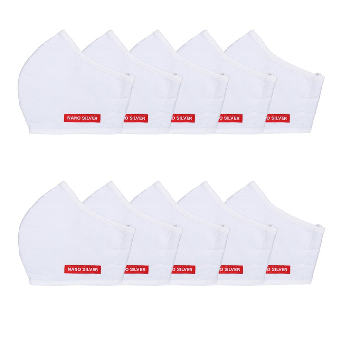 10 Mundschutz Nanosilber Atemschutzmaske waschbar  weiß