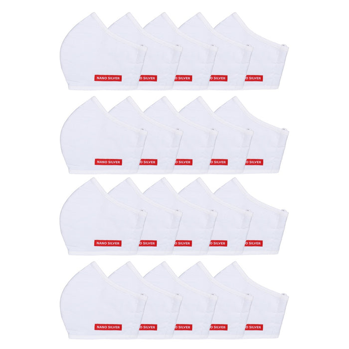 20 Mundschutz Nanosilber Atemschutzmaske waschbar  weiß