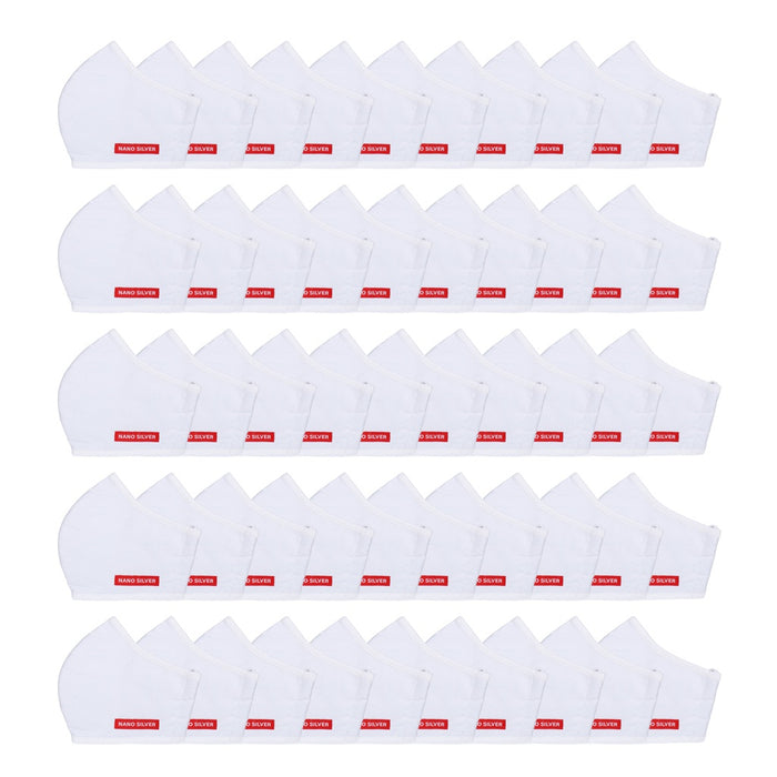 50 Mundschutz Nanosilber Atemschutzmaske waschbar  weiß