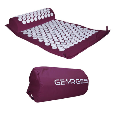 Akupressurmatte, Set mit Kissen und Tasche, Nagelmatte zur Entspannung und Massage, 68 x 42 cm