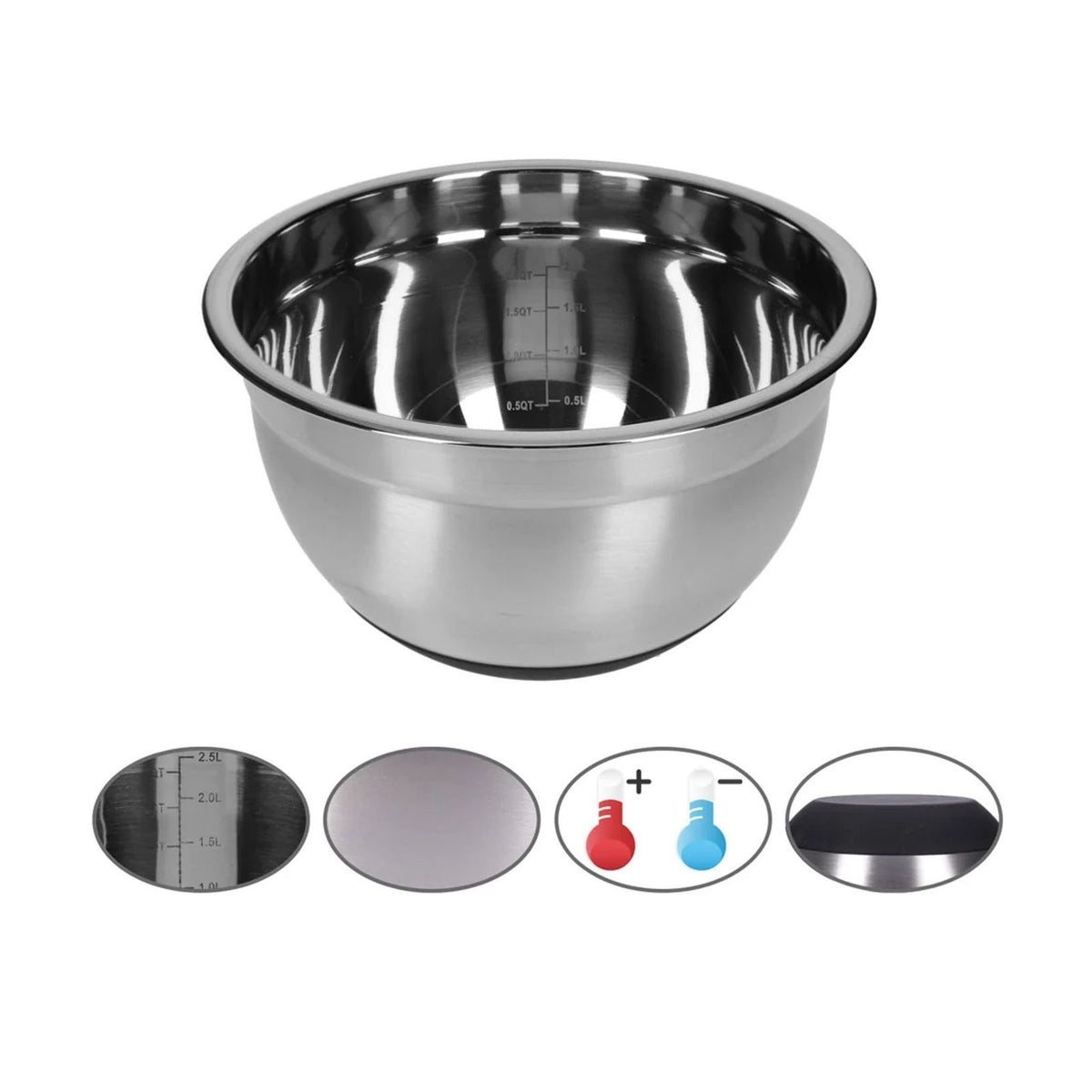 Produktbild Rührschüssel - TP Edelstahl Schüssel-Set inkl. Deckel, Skala, und 4 Einsätzen zum Gemüsereiben 11-teilig
