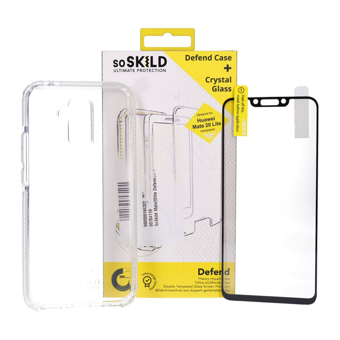 SoSkild Defend Heavy Impact Case and Tempered Glas für Huawei Mate 20 lite transparent