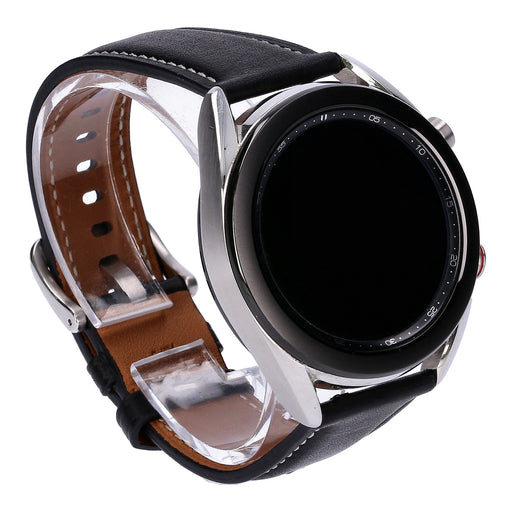 Produktbild Smartwatch-Armband - Samsung Galaxy Watch 3 R855F LTE 41mm Silber Lederarmband Schwarz
