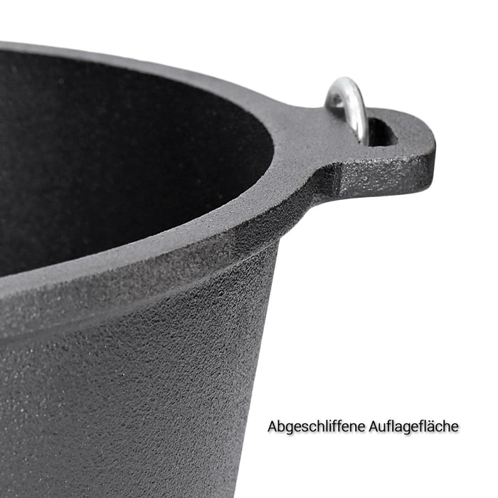 TP BBQ Dutch Oven aus Gusseisen, Kessel mit Füßen  Deckel, robuster Feuertopf inkl. Deckelheber