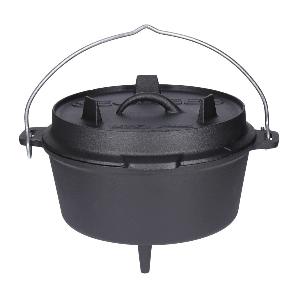 Produktbild Feuertopf - TP Premium BBQ Dutch Oven Set 9-teilig, Pfanne, Grillplatte, Topf aus Gusseisen mit Geschenk Kiste