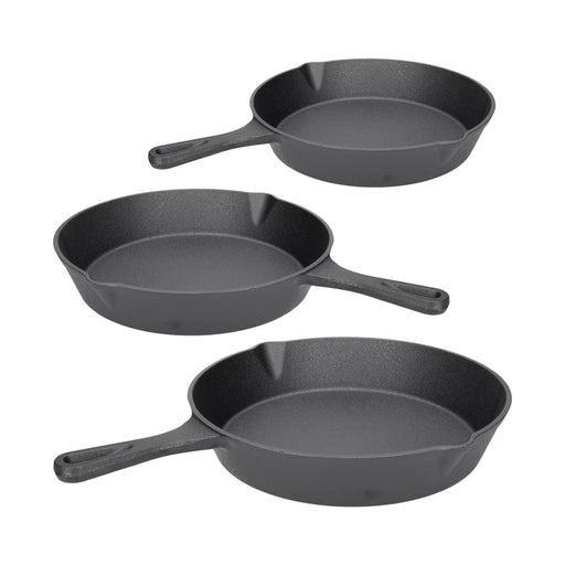 Produktbild Pfannen-Set - TP 4-teiliges Bratpfannen Set aus Gusseisen aus Ø16 + Ø20 + Ø25cm + Silikon- Griff