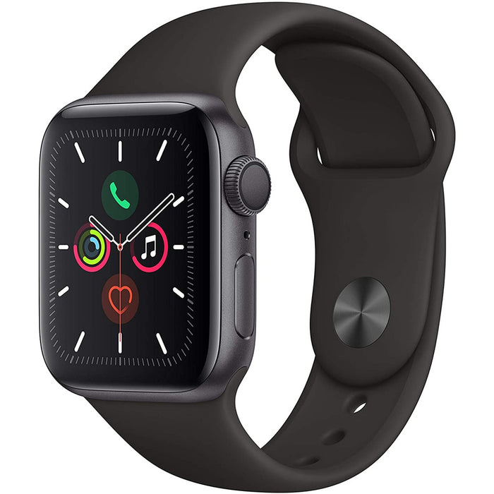 Apple Watch Series 5 44mm GPS Spacegrau Aluminiumgehäuse mit Sportarmband schwarz