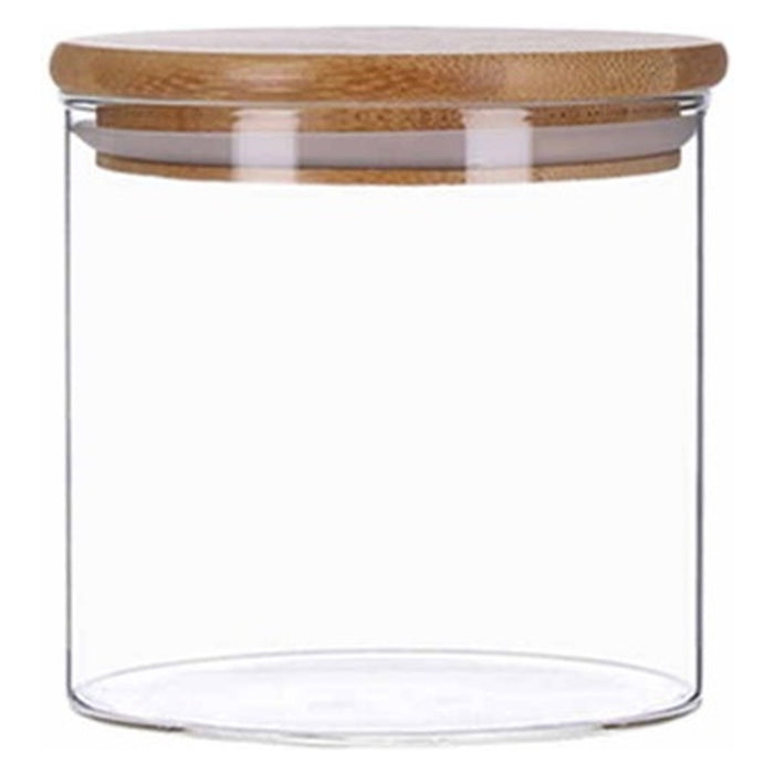 TP Vorratsglas mit Bambus Deckel, Glas Behälter für Lebensmittel, luftdicht, spülmaschinenfest, 500ml